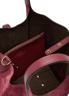 Tods T-plaque Suede Mini top Handle bag - Burgundy - One Size
