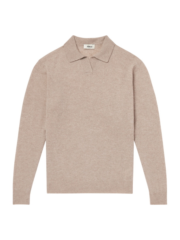 Photo: Altea - Wool and Cashmere-Blend Polo Sweater - Neutrals