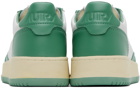 AUTRY White & Green Medalist Low Sneakers