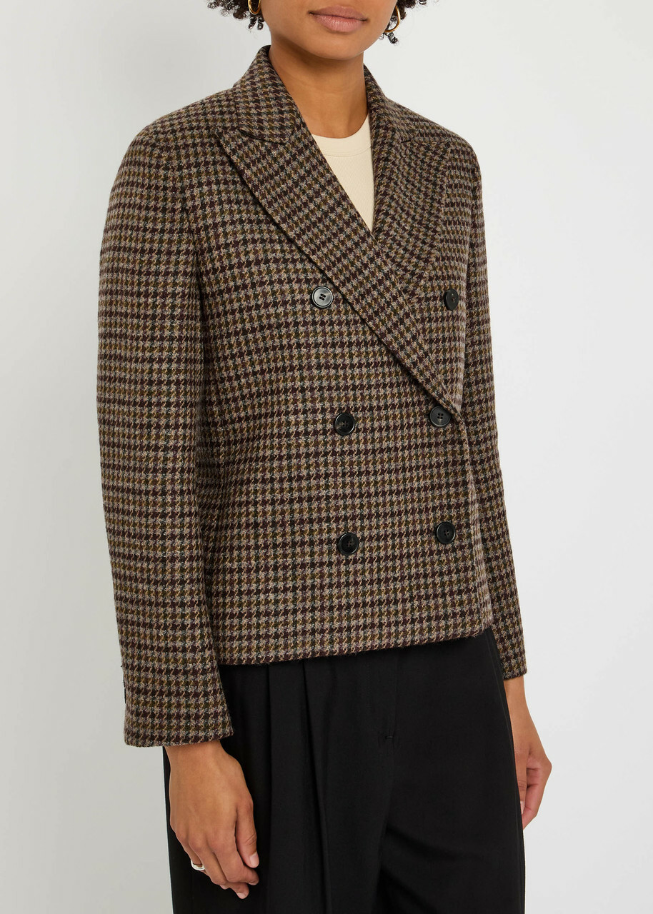 Weekend Max Mara Tempera Houndstooth Wool-blend Blazer Grey