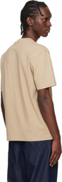 Hugo Beige Relaxed-Fit Logo-Print T-shirt