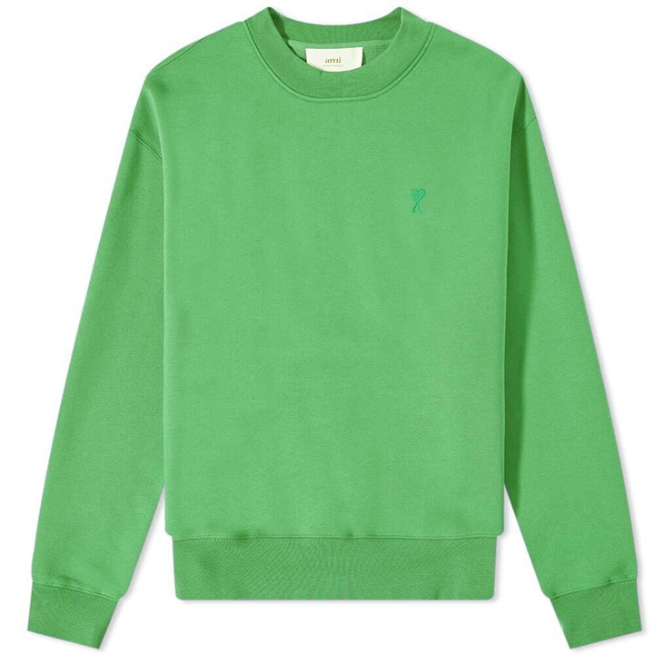 Photo: AMI Men's Tonal Heart Crew Sweat in Green