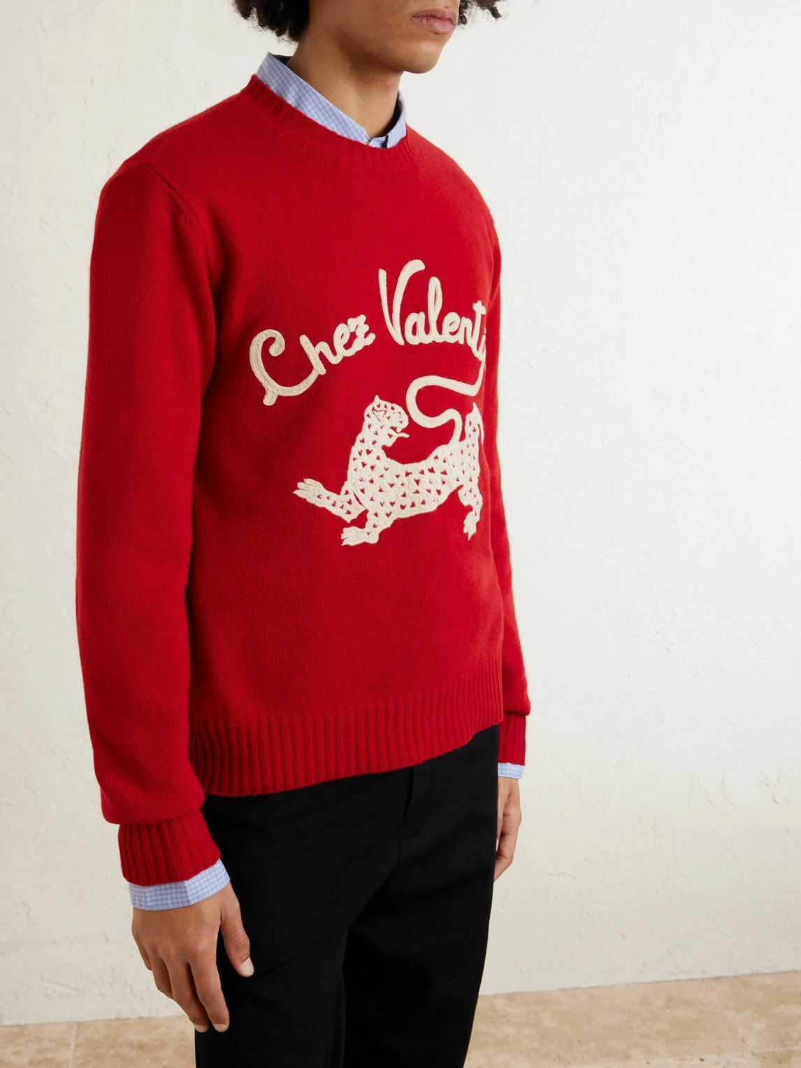Valentino Garavani - Embroidered Virgin Wool Sweater - Red
