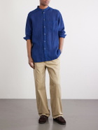 Blue Blue Japan - Grandad-Collar Linen-Chambray Shirt - Blue