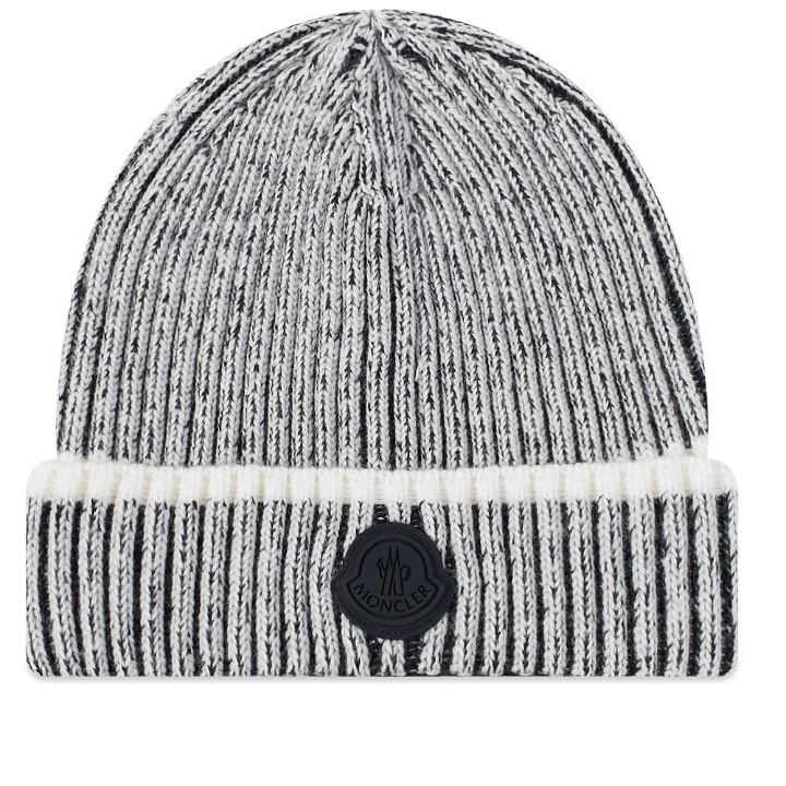 Photo: Moncler Men's Cable Marl Knit Beanie in Navy/Grey
