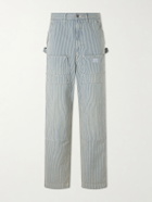 KAPITAL - Liberty Hickoree Lumber Straight-Leg Striped Cotton-Canvas Trousers - Blue
