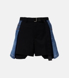 Sacai Paneled denim shorts