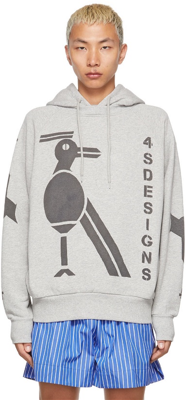 Photo: 4SDESIGNS Grey Bird Stencil Hoodie