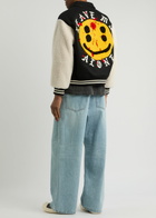 Saint Mxxxxxx X Cactus Plant Flea Market Panelled Wool-blend Varsity Jacket Black And White