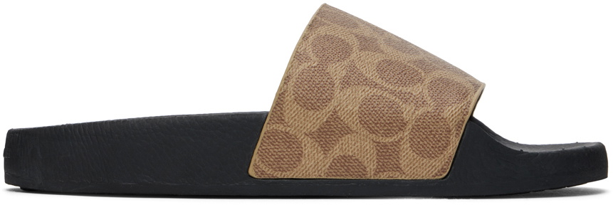 Coach 1941 Brown & Black Canvas Slides
