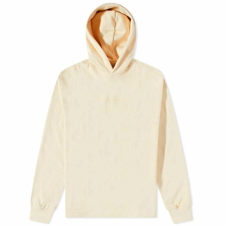 Photo: Fear of God ESSENTIALS Relaxed Logo Popover Hoodie in Egg Shell