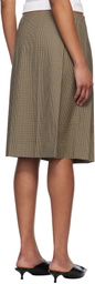 We11done Beige Checkered Pleated Midi Skirt