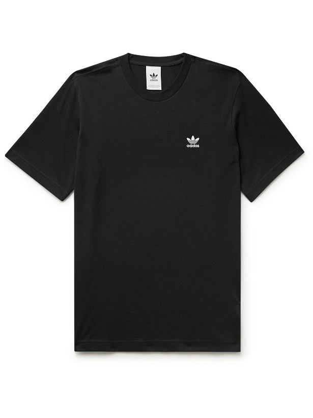 Photo: adidas Originals - Adicolor Essentials Logo-Embroidered Cotton-Jersey T-Shirt - Black