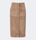 Veronica Beard Callisian suede midi skirt