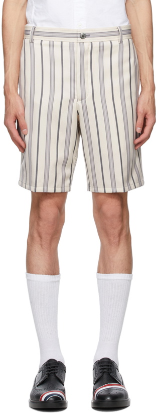 Photo: Thom Browne Off-White Striped Wool Shorts