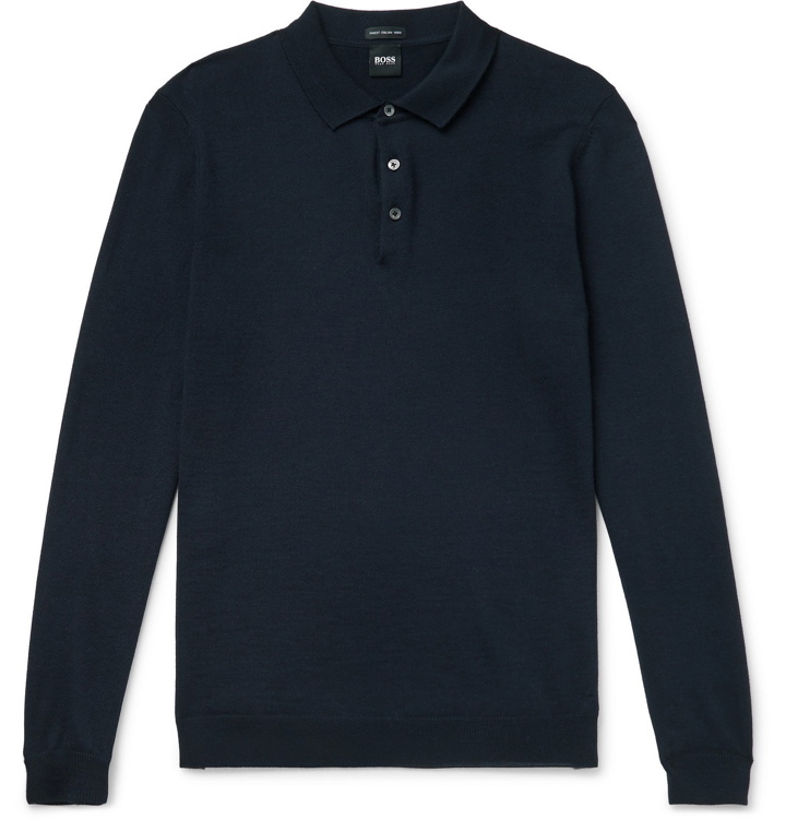 Photo: Hugo Boss - Virgin Wool Polo Shirt - Blue