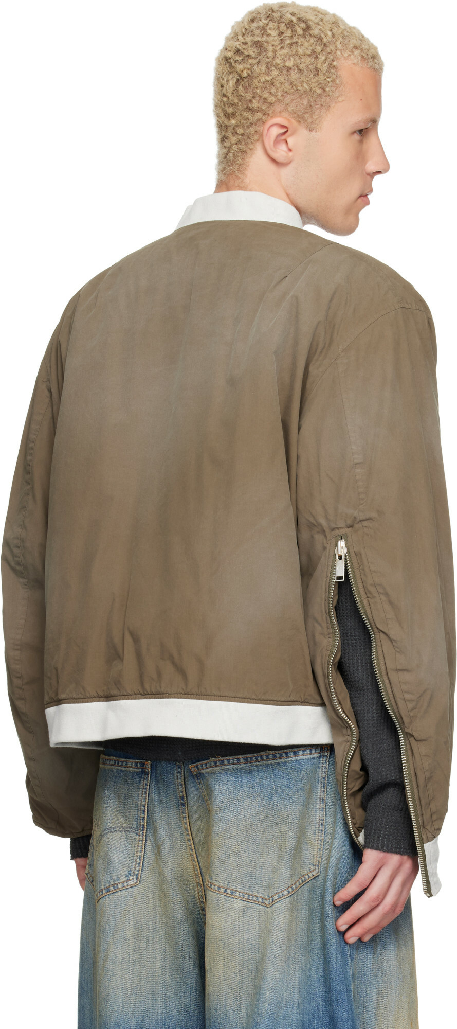 424 Khaki Military Bomber Jacket