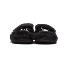 By Walid Black Shearling Yves Sandals