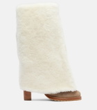 Yves Salomon Shearling and suede knee-high boots