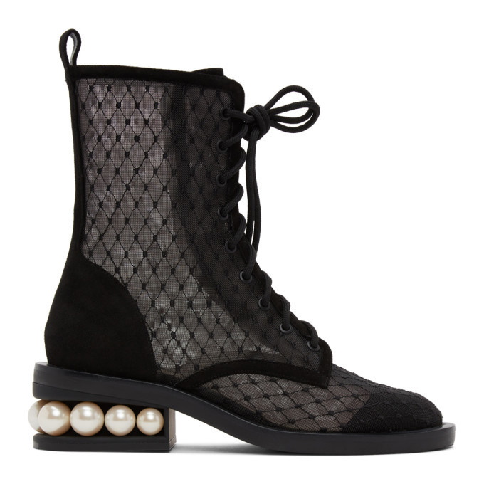 Nicholas Kirkwood Casati Pearl Detail Boots In 黑色