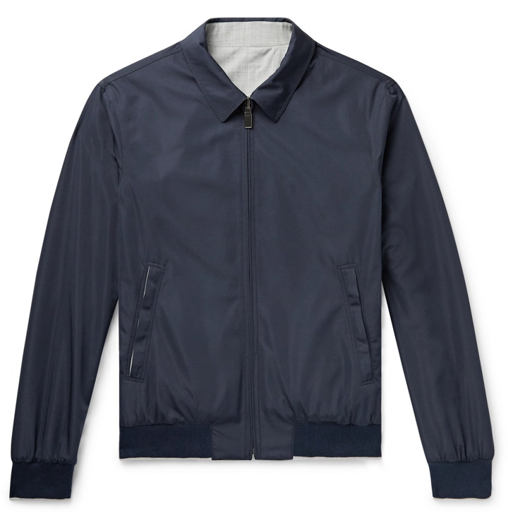 Photo: Canali - Reversible Shell and Mélange Wool Blouson Jacket - Blue