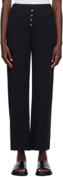 LESET Black Pointelle Boxer Lounge Pants