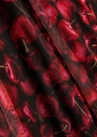 Never Fully Dressed Soho Cherry-print Mesh Midi Dress Black Red