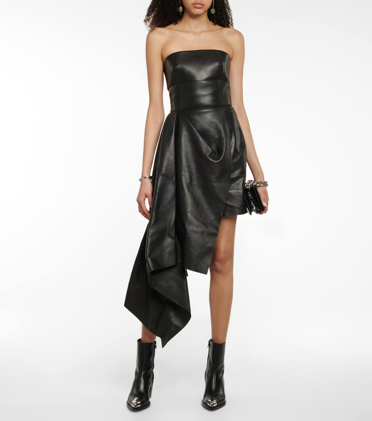 【Alexander McQueen】★leather asymmetrical dress Alexander McQueen Asymmetric leather minidress Alexander McQueen