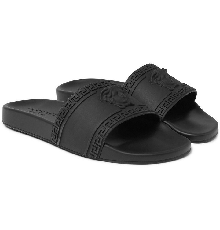 Photo: Versace - Logo-Embossed Rubber Slides - Men - Black