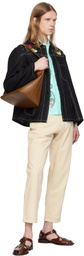 HARAGO Black Beadwork Double Stitch Jacket