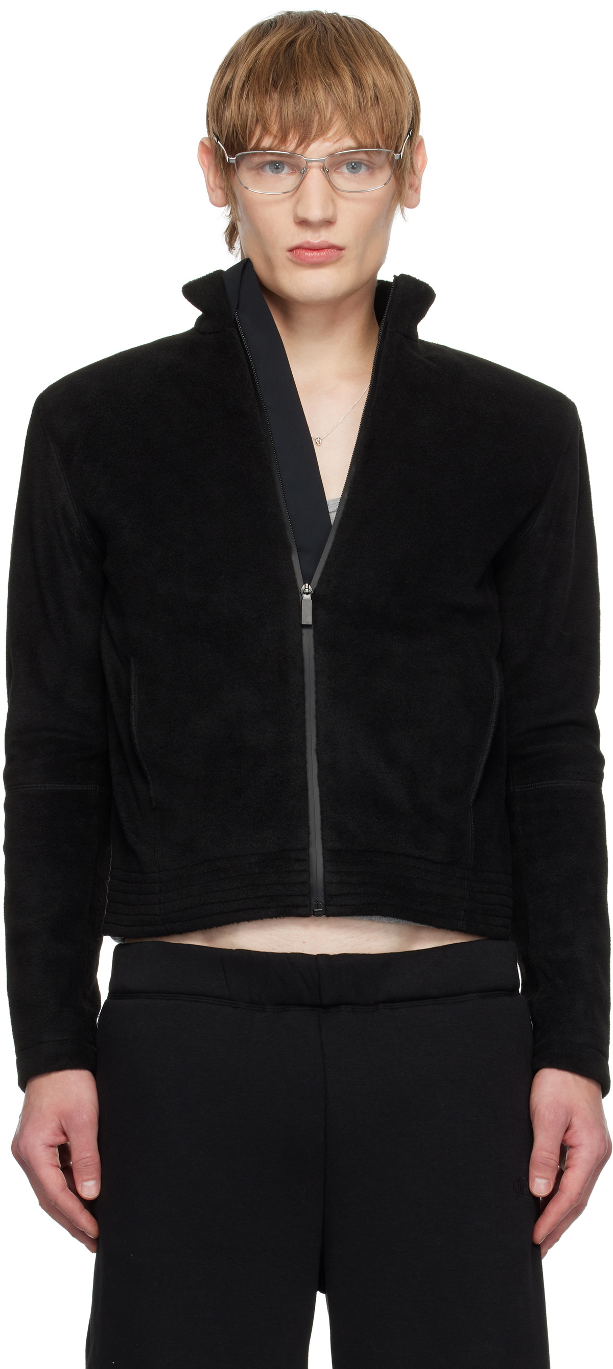 Fax Copy Express SSENSE Exclusive Black Zip Shoulder Jacket