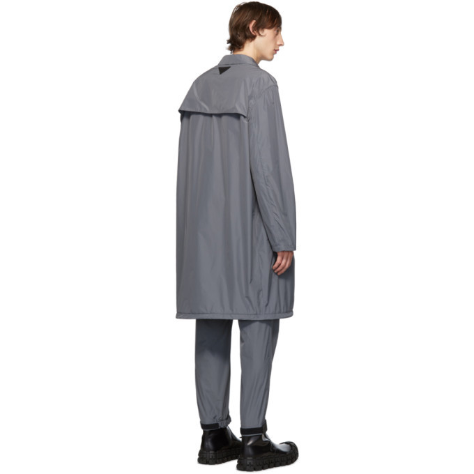 Prada Grey Techno Poplin Travel Coat Prada Prada Grey Techno Poplin Travel Coat Prada