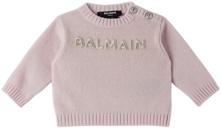 Photo: Balmain Baby Pink Embroidered Sweater