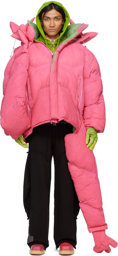 Photo: YAKU Pink & Green 6-Arm Reversible Puffer Jacket