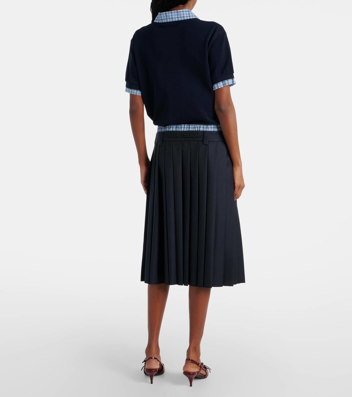 Miu Miu Pleated wool midi skirt