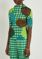 Pleats Please Issey Miyake Printed Pleated Woven top Light Brown