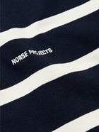 Norse Projects - Ruben Logo-Embroidered Striped Cotton-Jersey Rugby Polo Shirt - Blue