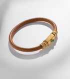 Marie Lichtenberg Lasso 18kt gold and leather bracelet with emeralds