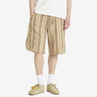 ACMH by Magic Castles Men's Idle Long Stripe Shorts in Beige Stripe