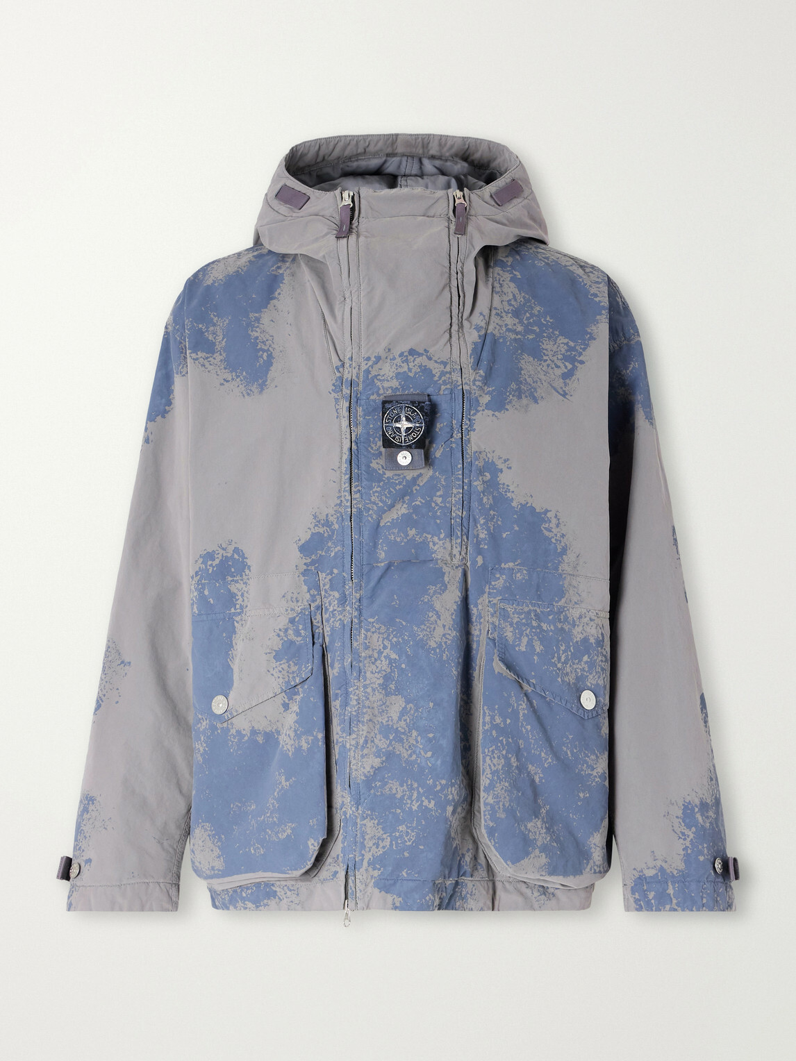 Stone Island - Garment-Dyed Paint-Splattered Shell Hooded Parka - Gray