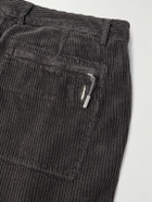 Folk - Signal Straight-Leg Pleated Cotton-Corduory Trousers - Black