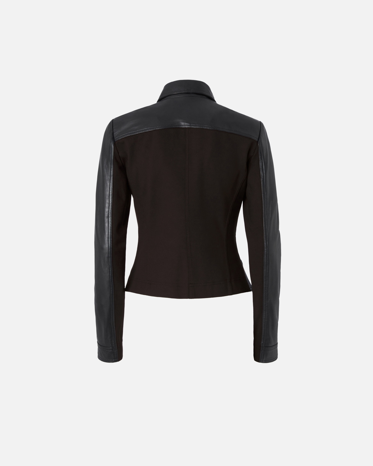 Pinko Short Leather And Technical Fabric Biker Jacket Limo Black