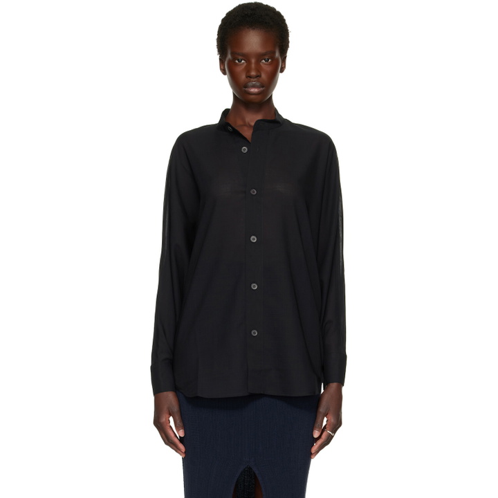 Photo: ISSEY MIYAKE Black Sheer Wool Shirt