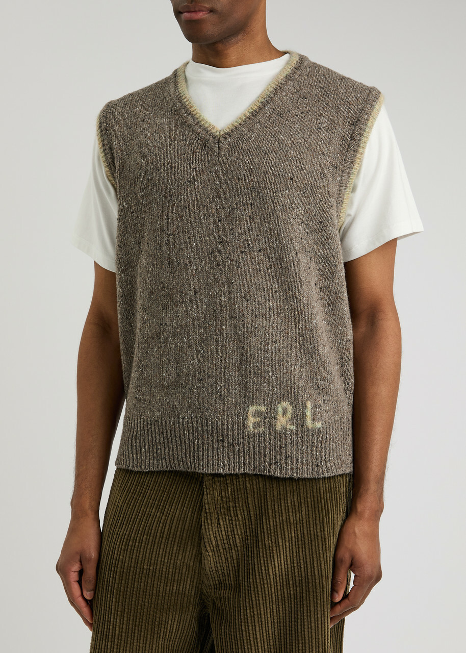 Erl Logo-intarsia Wool-blend Vest Grey