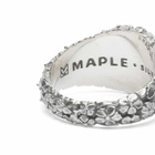 Maple Men's Floral Oval Signet Ring in Silver