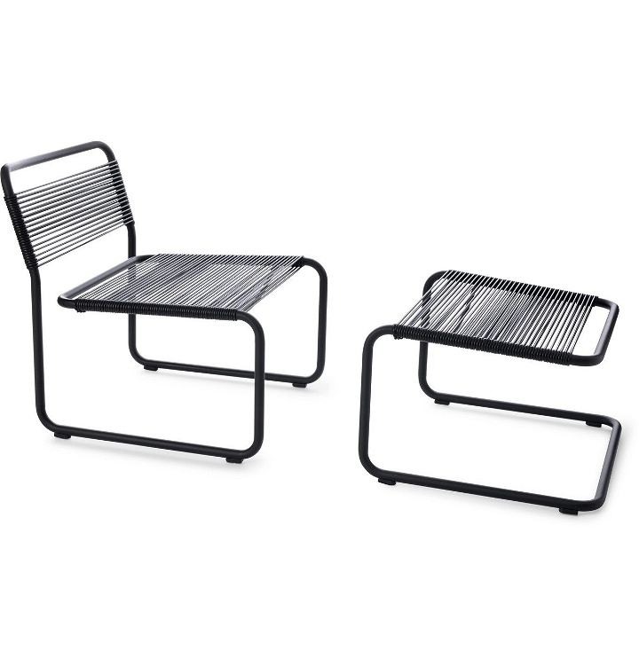 Photo: SSAM - Steel and Leather Lounge Chair and Ottoman - Black