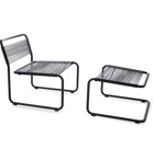 SSAM - Steel and Leather Lounge Chair and Ottoman - Black