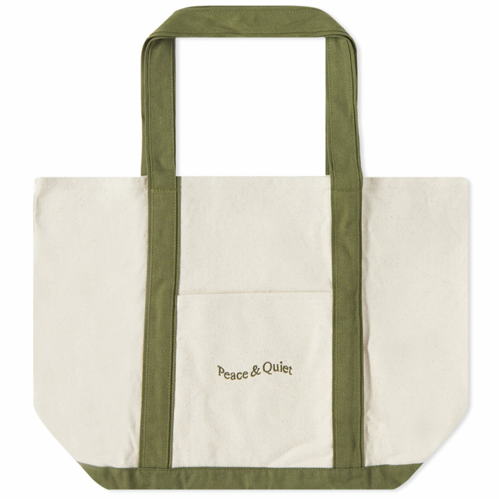 Photo: Museum of Peace and Quiet Men's Wordmark Tote Bag in Olive