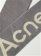Acne Studios - Logo-Jacquard Ribbed Cotton-Blend Socks - Gray