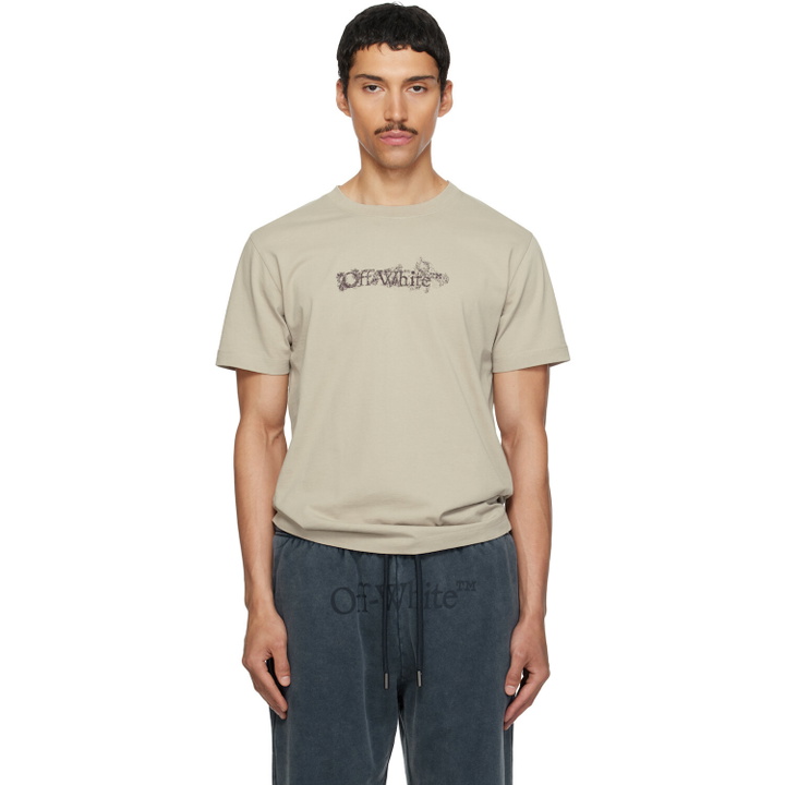 Photo: Off-White Beige Heraldic Arrow Slim T-shirt